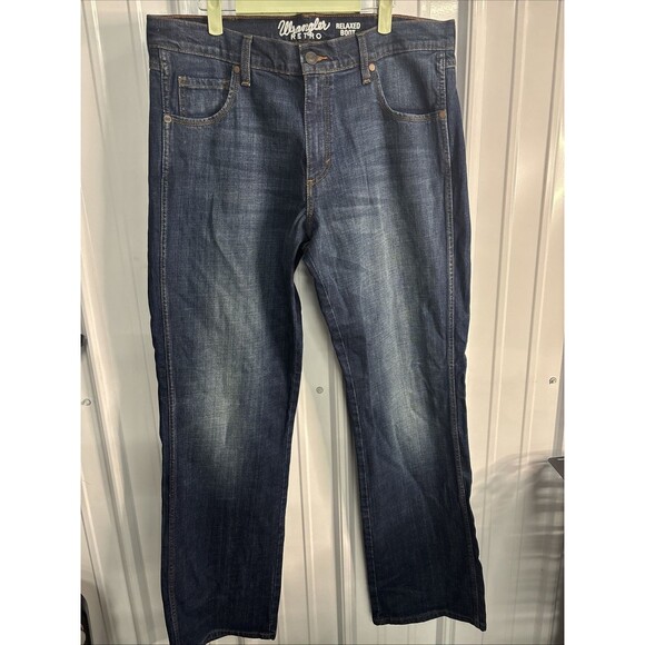 Wrangler Retro Relaxed Bootcut Jeans Men's 36x36 Blue Denim Casual Zip Fly - Picture 1 of 5